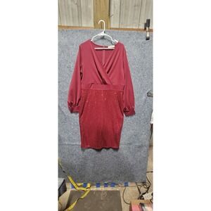 Grace‎ Karin Red Sequin Midi V Neck Cocktail Party Dress Size XL